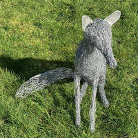 Sitting Silver Fox. Life-size garden sculpture. Mixed wires. £385
