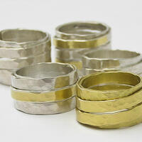 Anna K Baldwin Wrapped rings in silver and 18ct gold