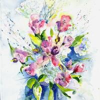 'Floral Burst' by Chris Jones Watercolourist - a splash of summer flowers!