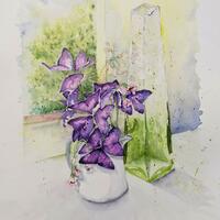 'Flutter-by Oxalis' by Chris Jones Watercolourist - This plant really does remind me of butterflies.