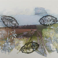 Pyrtle Springs in January, mixed media drawing by Emma J Williams