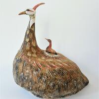 Feathered Bird Container-Stoneware