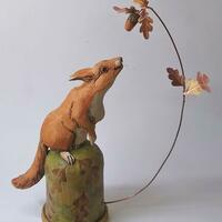 Red Squirrel and Acorn - Stoneware and Copper
