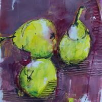 Complimentary Pears. Mixed Media