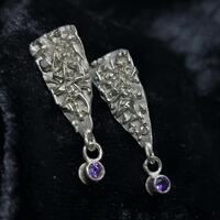 Recycled Silver Amethyst Swing Studs