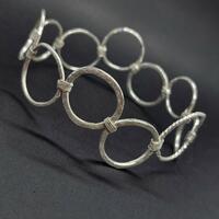 Recycled Silver Circular Oval Textured Bangle