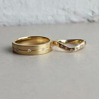 18ct Gold and recycled diamond wedding rings