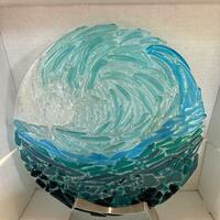 Letting the light shine fused and slumped glass oval bowl. 