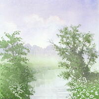 The Great Ouse in Buckingham. Watercolour
