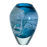 Surf Amphora Vase in Steel Blue by Alison Vincent Glass