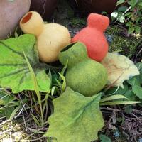 Wet felted: Gourds