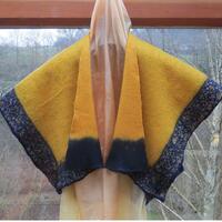 Wet felted: Wool & sari silk short cape