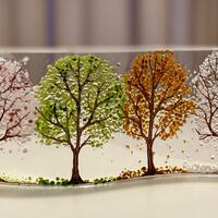 4 seasons tree wave in fused glass
