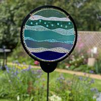 Water  garden stake in fused glass