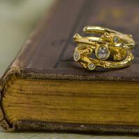 18ct gold vermeil double oak twig ring