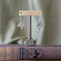 Silver sycamore leaf drop earrings