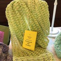 Lemon & lime hand knitted scarf