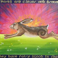 "Hare at Dawn" Fine Art Print 30cm x 25cm and canvas panel print 40cm x 30cm