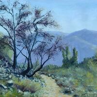 Footpath in Sierra Nevada mountains, Spain. Oils on A4 canvas