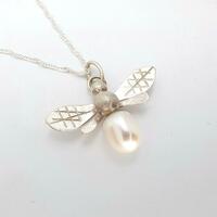 Silver and Pearl Bee Pendant