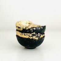 Black and Gold Pate de Verre tiny bowls