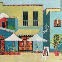 'Caffe Italiano' mixed media painting 