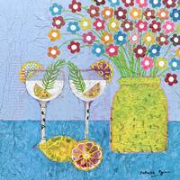 'Late Afternoon G&T' mixed media painting 