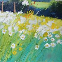 Bright Sun on a Meadow of Daisies. 30 x 30 cm