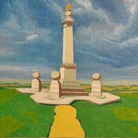 Painting: Coombe Hill. Acrylic on canvas board.