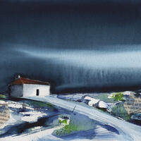 Sarah Hanner Hopwood 'Blue air' watercolour landscape painting