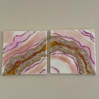Abstract, Resin Wall Art, Shades of pinks and whites