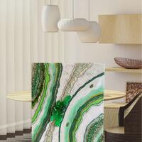 Abstract, Resin Wall Art, Green resin crystals, crushed glass