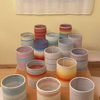 Batch of lampshades made from the same warp