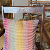 Cushion cover using handwoven fabric, finished with 100% cotton backing and zip. 40 x 40 cm