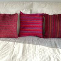 Cushion covers using handwoven fabric, finished with 100% cotton backing and zip. 40 x 40 cm