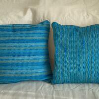 Cushion covers using handwoven fabric, finished with 100% cotton backing and zip. 40 x 40 cm