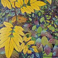 Hedgerow Leaves - handmade lino-reduction print