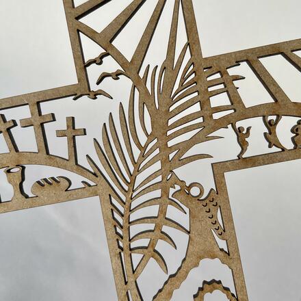 Easter Story cross, laser cut into 3mm wood