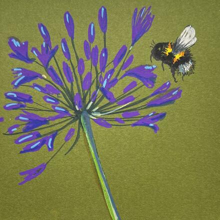 Agapanthus and bee painting 