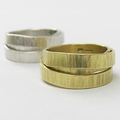 Anna K Baldwin Orbit rings in silver and 18ct gold