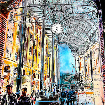 Painting of Hay's Galleria in London by artist Cathy Read
