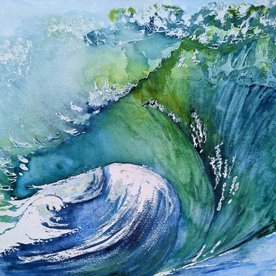 Chris Jones Art watercolour - Surfers Dream