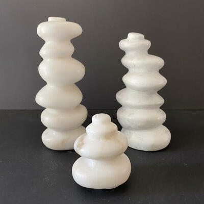 Stack - white marble sculpture