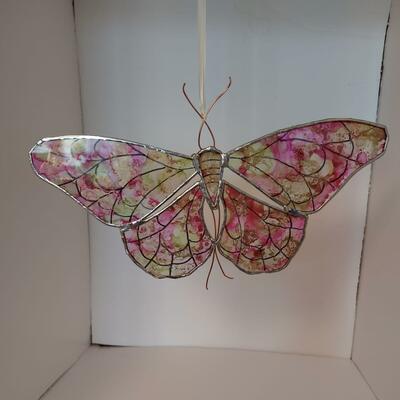Glass butterfly with alcohol ink. 