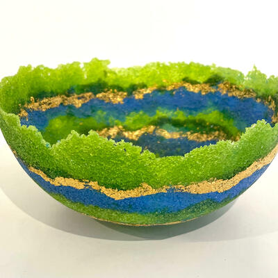 Pate de verre glass art bowl by Marie Cavanagh 