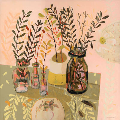 Ali Mackie Art Lustre still life painting of bottles and branches