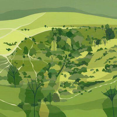Incombe Hole Steps Hill Painting Christine Bass