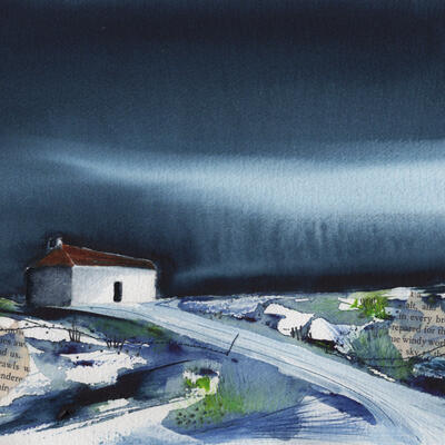 Sarah Hanner Hopwood 'Blue air' watercolour landscape painting