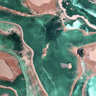 Emerald Bay - Luxe emerald green and copper abstract artwork