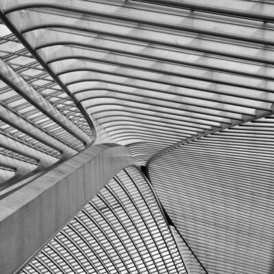 Interior of the Liege Station (Belgium), designed by the famous Spanish architect Santiago Calatrava